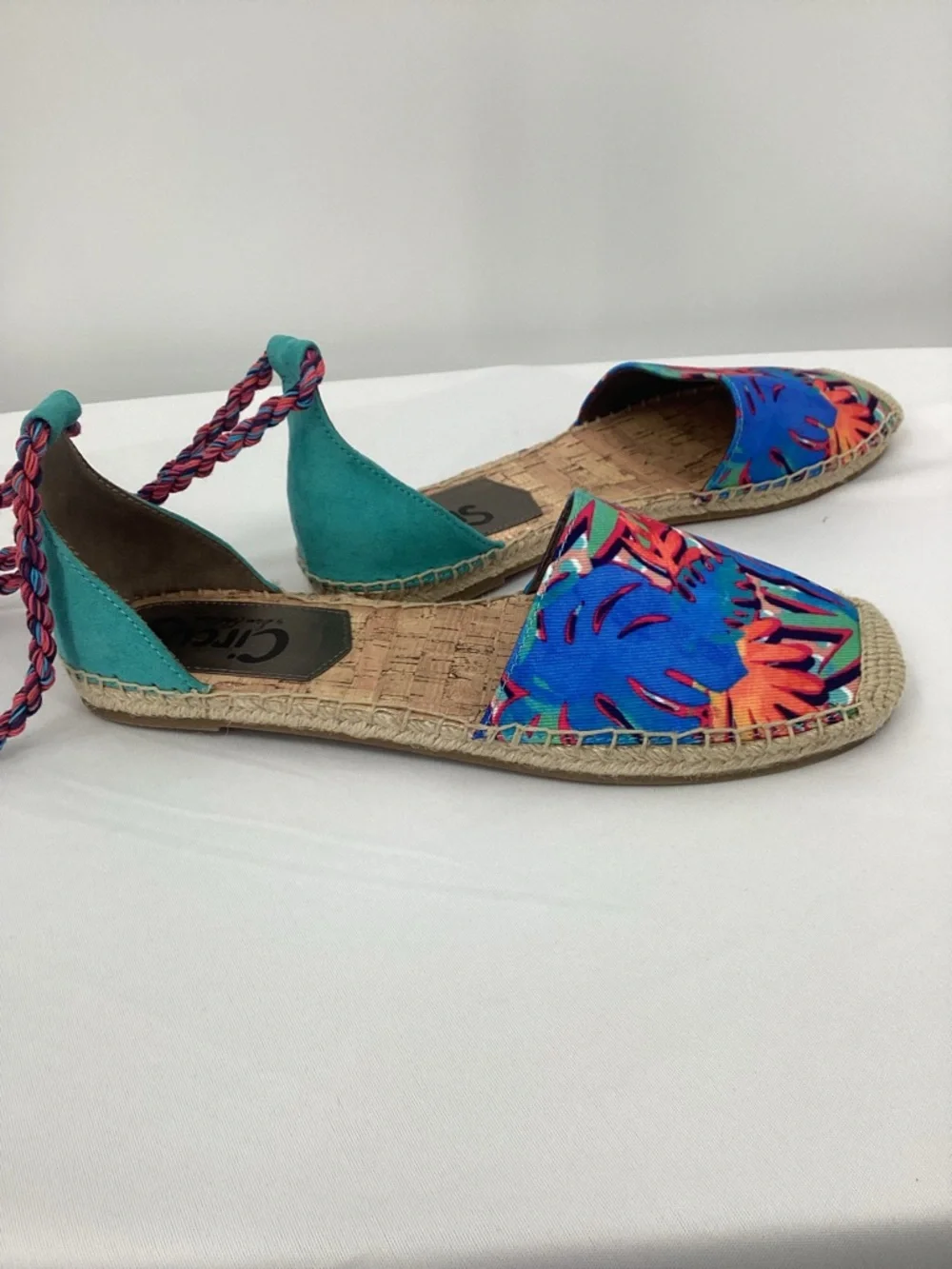 Sam Edelman Leonora Canvas  Braided Espadrille Flats TROPICAL Print